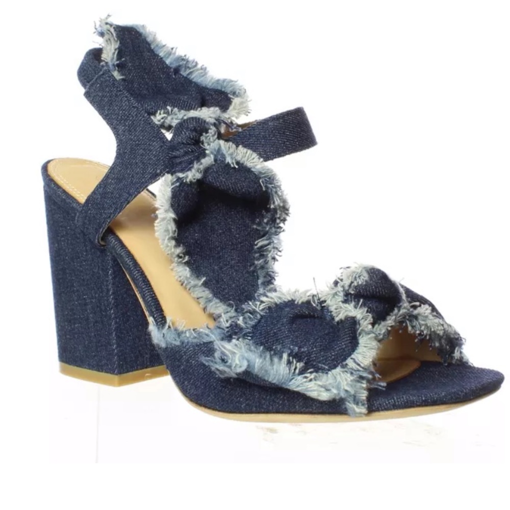 NIB $198 Anthropologie Bow Denim Sandals Heels